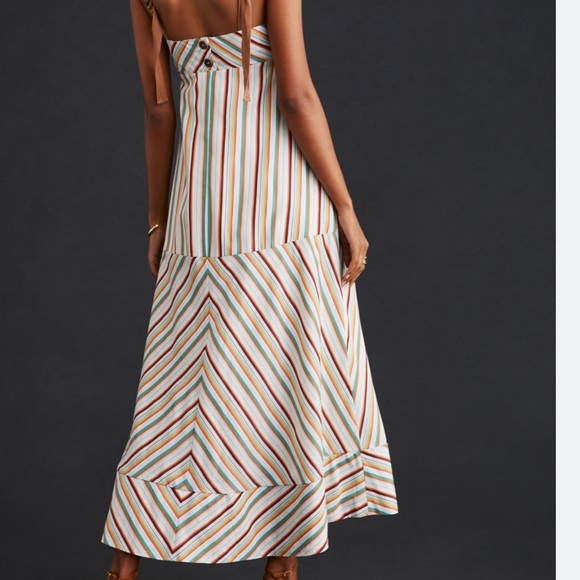 Anthropologie Maeve Square Neck Striped Midi Dress - Picture 3 of 12